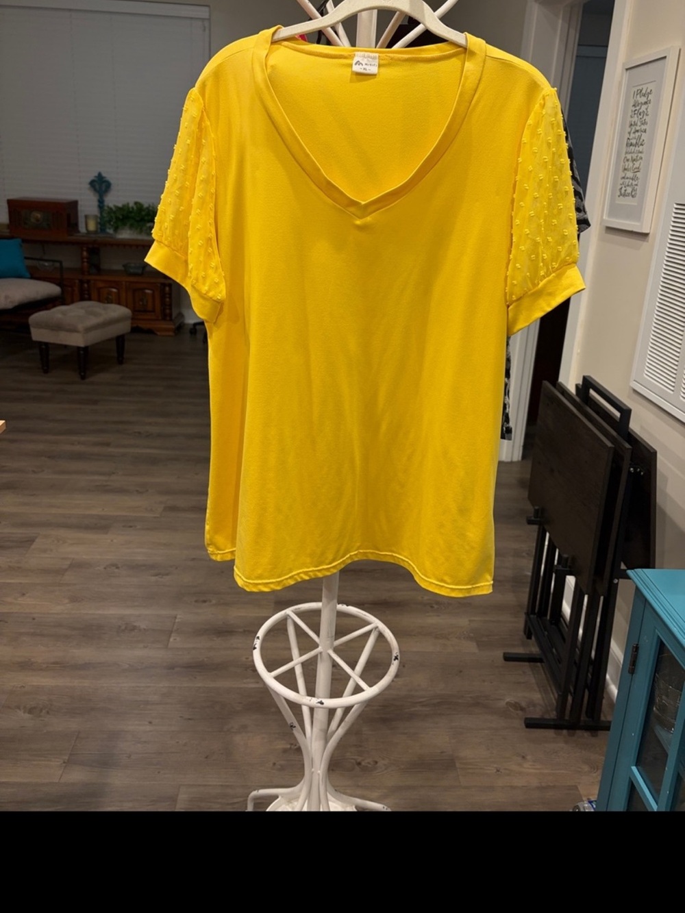 Women's V-Neck Short Sleeve Tee in Yellow by